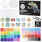 INSCRAFT 28,000 Mini Fuse Beads, 2.6mm 48 Colors Melty Beads with 7 Pegboards 15 Ironing Sheets 2 Tweezers 2 Ironing Papers & 6 Chain Accessories