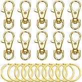20pcs Swivel Clasps Lanyard Snap Hook with Key Ring Clip Lanyard Metal Lobster Claw Clasp Key Chain Rings for Crafts, Jewelry Making, Purses DIY (Gold)