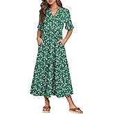 ANRABESS Womens Summer Maxi Dresses Casual Ruffle Short Sleeve V Neck Flowy Tiered 2026 Spring T Shirts Beach Boho Dress