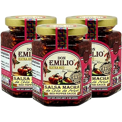 3 Pack Red Pepper (Chile de &Aacute;rbol) &quot;Salsa Macha&quot; 3/9oz