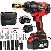 1/2" Cordless Impact Wrench, 1106 Ft-lbs (1500N.m) with 2x 4.0Ah Batteries | Brushless High Torque Impact Gun, Fast Charger, Variable Speed, 3750 RPM, LED Light,for Car, SUV, Pickup Truck &amp; Tire Changes
