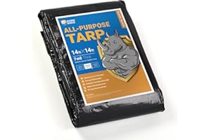 GUARD SHIELD Black Tarp Waterproof 14x14 Feet Medium Duty All Purpose Poly Tarps Cover 7mil