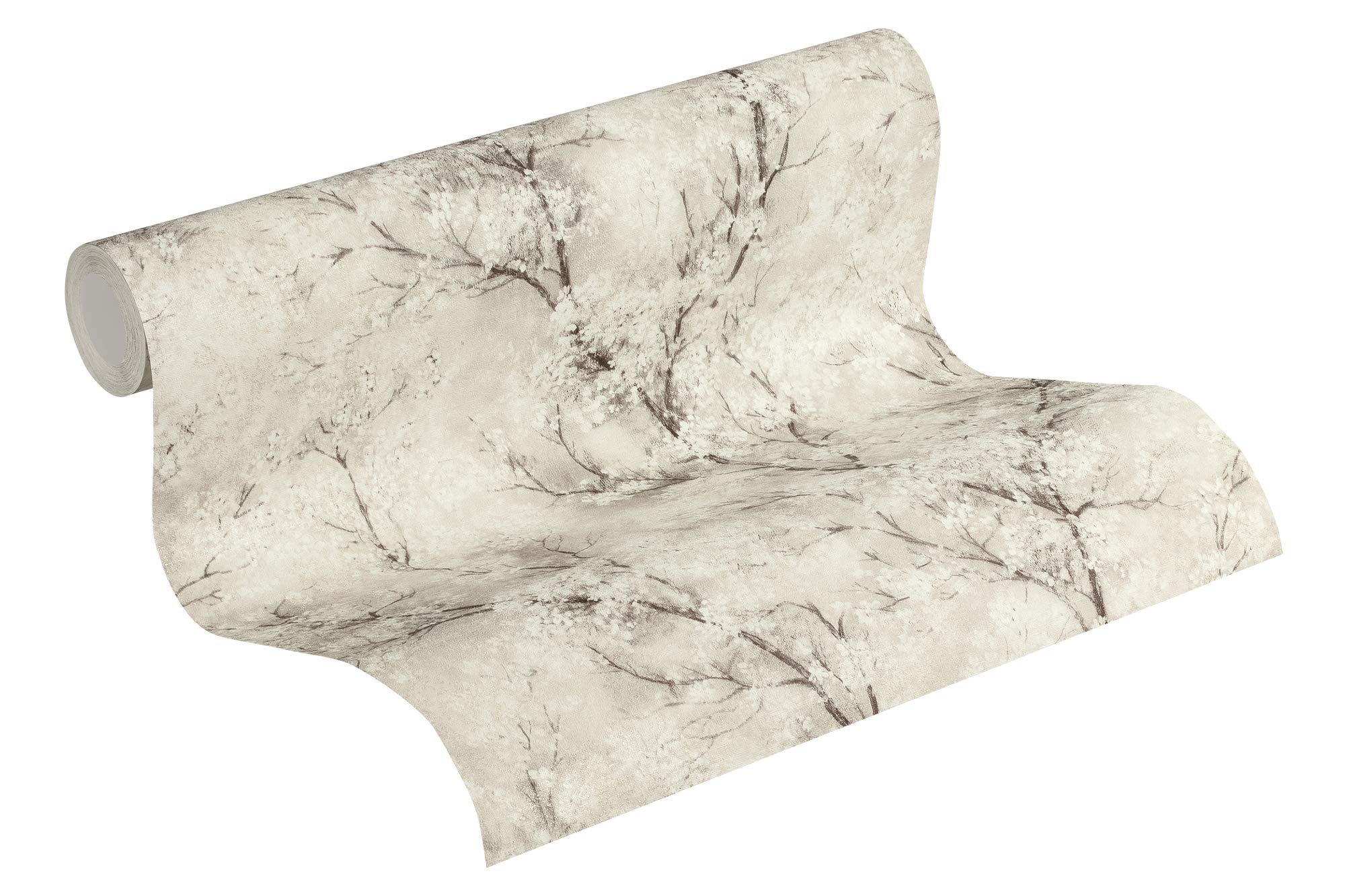 Livingwalls Forest Wallpaper Cosy & Relax New Walls A.S. Création Non-Woven Wallpaper 10.05 m x 0.53 m Creme Grey White Made in Germany 374202 37420-2