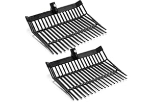 Lasnten Manure Fork Replacement Head, 18 Tines Pitchfork Head with Screws and Nuts, Horse Manure Rake for Picking up Grass and Hay(Black,2 Pcs)