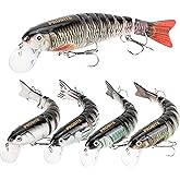 5PCS Lifelike Fishing Lures – Multi-Jointed Swimbait for Bass, Trout, Crappie, Walleye, Pike, Realistic Action with 3D Fish Eyes and Sharp Hooks, Perfect for Fishing Kits in Saltwater & Freshwater