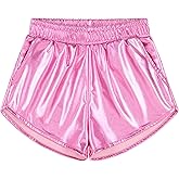 BOOPH Girls Metallic Shorts Kids Sparkly Dance Outfits Shiny Hot Pants Athletic Shorts for Girls