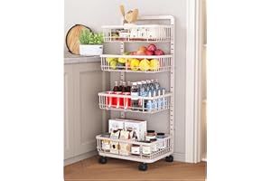UMDONX Kitchen Storage Cart Rolling Fruit Basket 4 Tier, Vegetable Potato Onion Organizer on Wheels Multifunctional Shelf, St