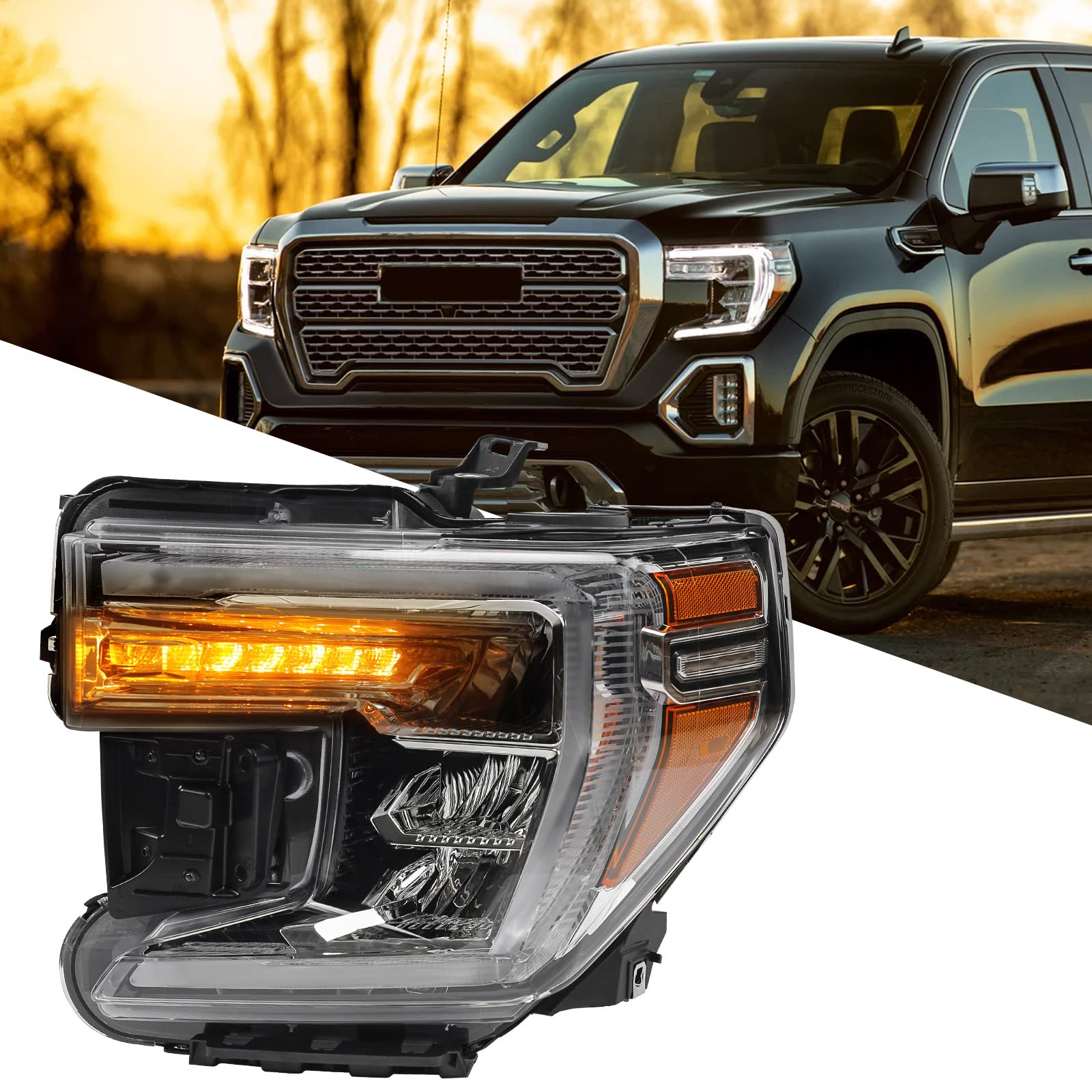 Photo 1 of ** no hardware**
VLINCAR LED Headlight Assembly Compatible with GMC Sierra 1500 2019 2020 2021 2022 Replacement Headlamp with DRL LED Turn Signal Light Left Driver Side LH 84772475 GM2502496