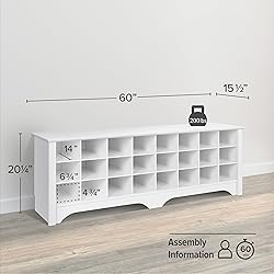 Prepac White Hall Bench with Storage and