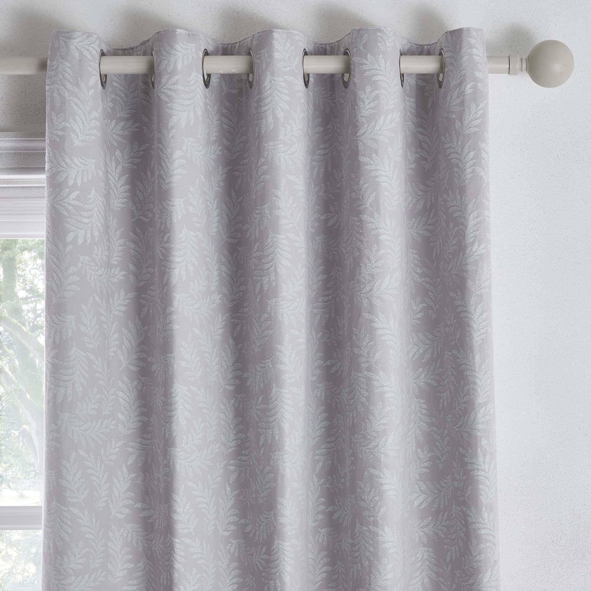 Dreams & Drapes - Telford - Jacquard Pair of Eyelet Curtains - 66" Width x 54" Drop (168 x 137cm) in Silver