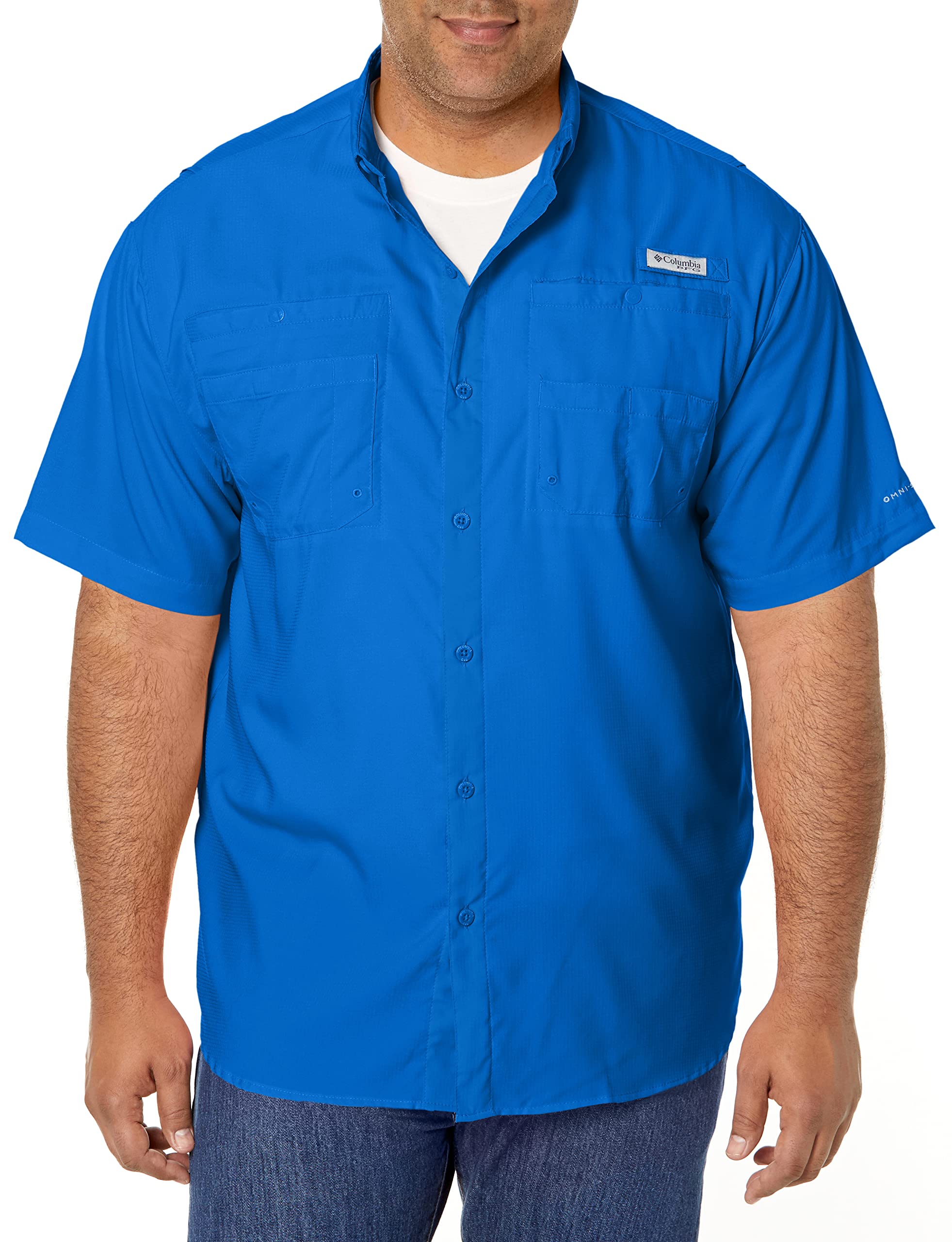 Columbia Mens PFG Tamiami II Short Sleeve Fishing Shirt, Vivid Blue, 4X Image Columbia Mens PFG Tamiami II Short Sleeve Fishing Shirt, Vivid Blue, 4X Image