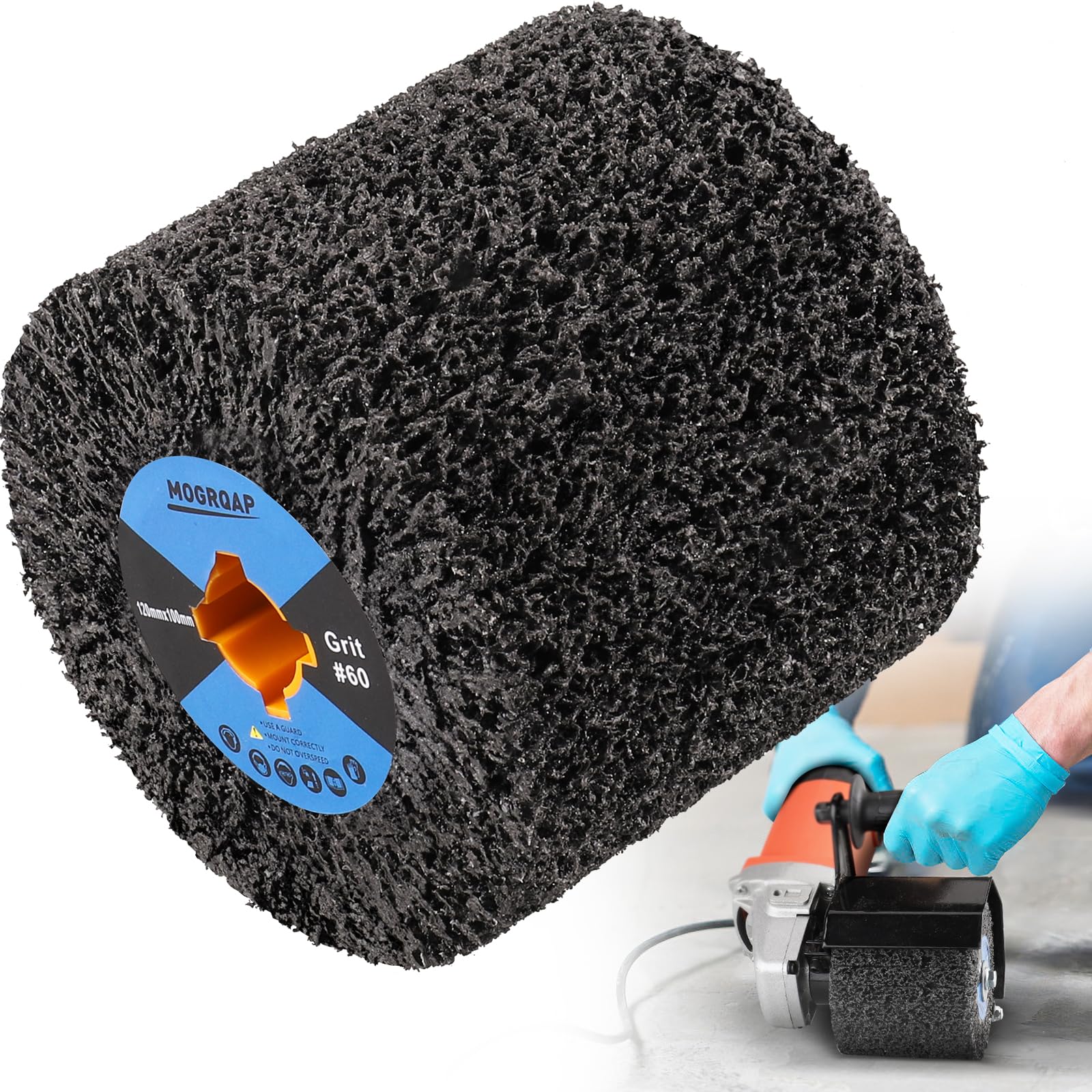 MOGRQAP Polishing Drum, 60 Grit 120 x 100 x 19 mm Abrasive Drawing Drum Silicon Carbide Burnishing Polishing for Metal Wood Surface Polishing