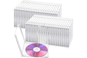 25 Pack 10.4 mm CD Jewel Cases, Clear Plastic Empty CD Cases for Standard Single Disc, Jewel Cases for CDs DVDs Protection & 