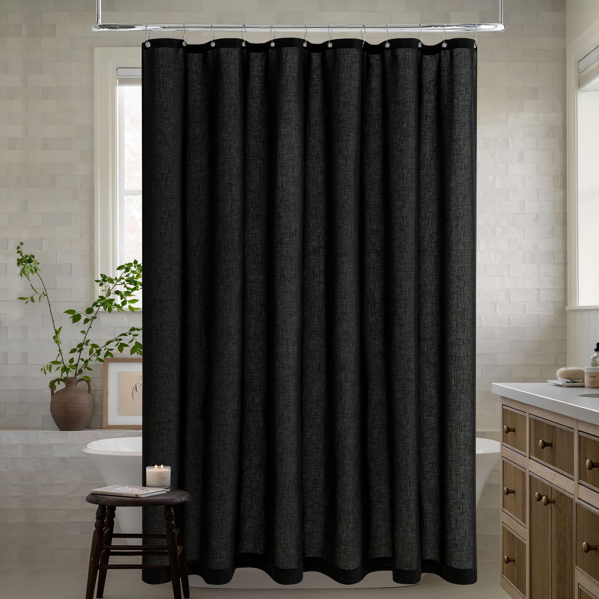 DUKIYO 90 Inch Shower Curtain Linen Neutral Extra