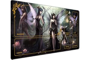 DEGDFSGR for MTG Playmat with Zones 24 x 14 inches for TCG Playmats Non-Slip Rubber Base Commander Play Mat for Card Play mat Iorcana Trading Card Game, Seven Dark Fairy Dark Witch