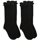 Jefferies Socks Girls Ruffle Cotton School Dress Knee High Socks 2 Pair Pack