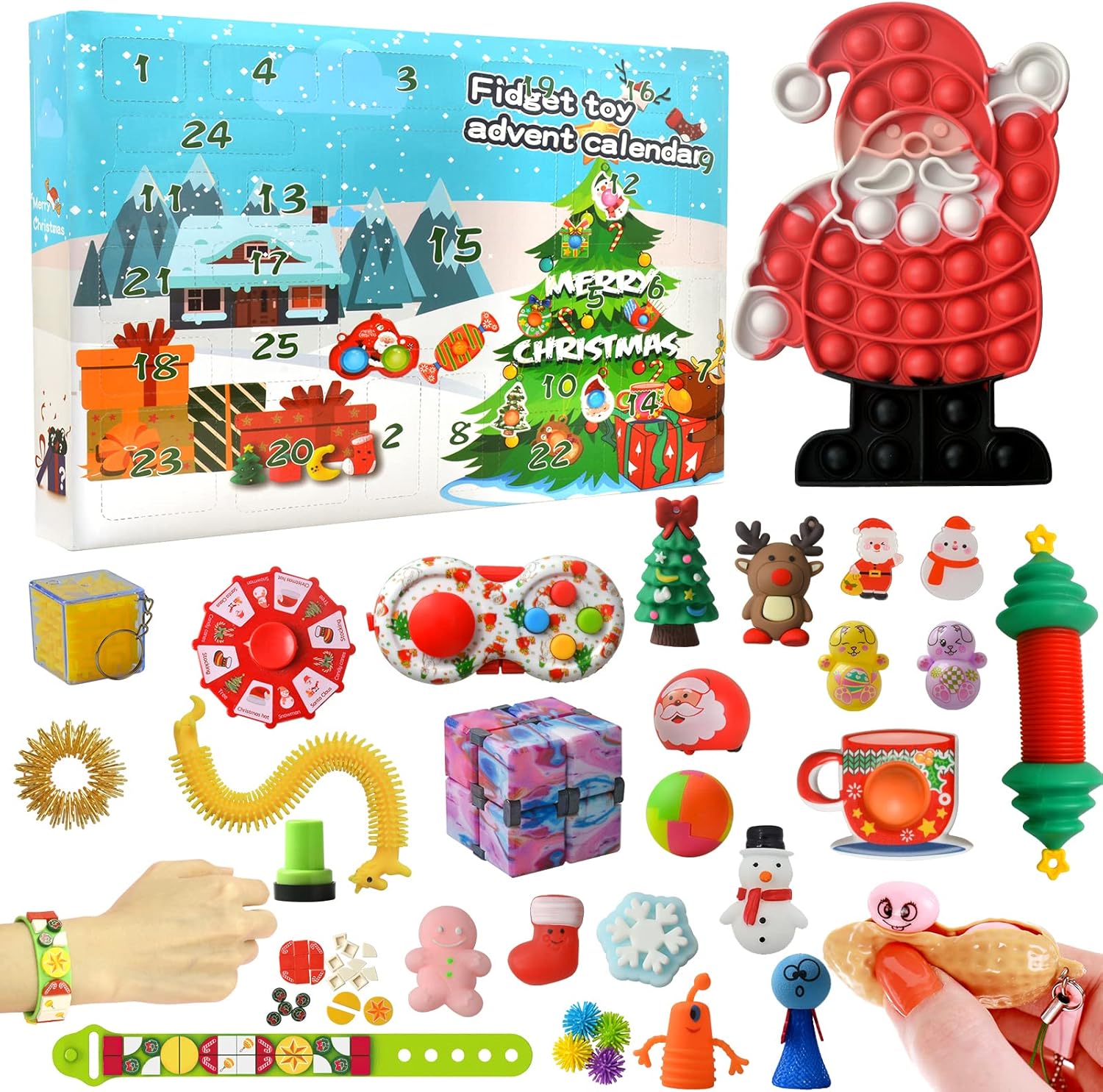 Advent Calendars - Fidget Advent Calendar 2023 for Kids - 25 Days Christmas Holiday Countdown Advent Calendars for Xmas Party Favor, Sensory Toy Gifts for Toddler Children Teens Age 3-12 Year Old