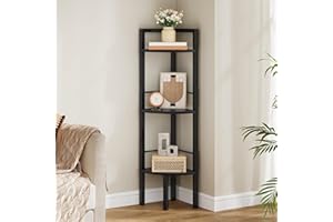Tajsoon Small Corner Shelf Stand 3 Tier 39.6" Industrial Corner Ladder Shelves, Corner Display Shelf for Bedroom, Living Room