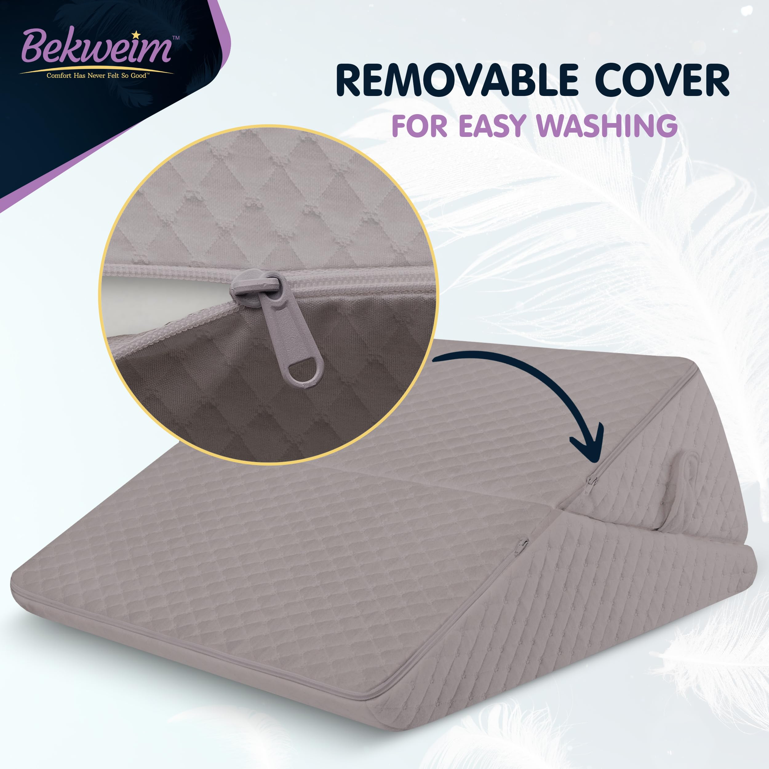 Wedge Pillow for Sleep Apnea, 12 Inch Adjustable Height Bed Wedge Pillow for Headboard, Gerd, Acid Reflux Relief, Snoring, and Post Surgery Recovery. Bed Pillow for Sitting Up in Bed