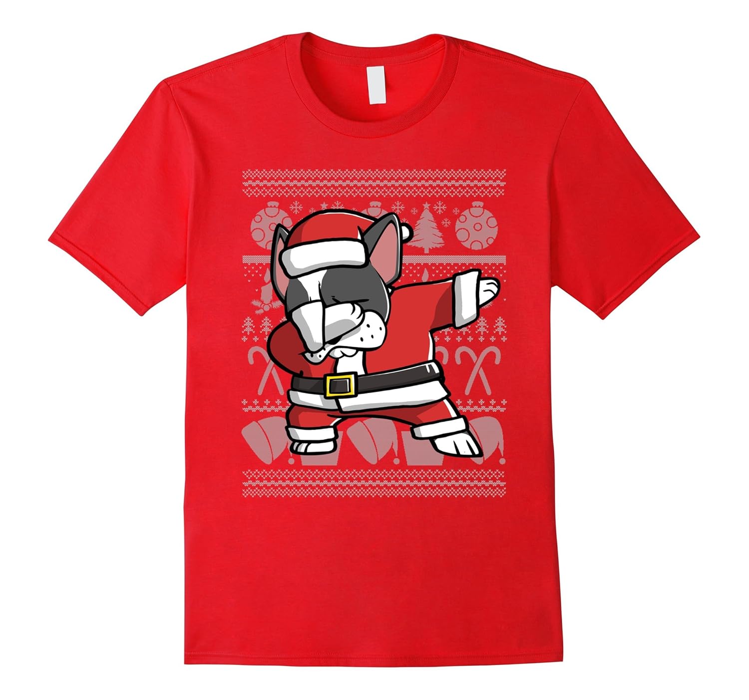 Dabbing Boston Terrier Dog Ugly Christmas T-Shirt-Art