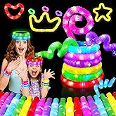Glow Sticks Bulk Party Favors,12 Pcs Christmas Light Up Pop Tubes for Kids Teens Adults,Led Glow In The Dark Toys Necklaces Bracelets,Valentine Birthday Goodie Bag Stocking Stuffers for Boys Girls