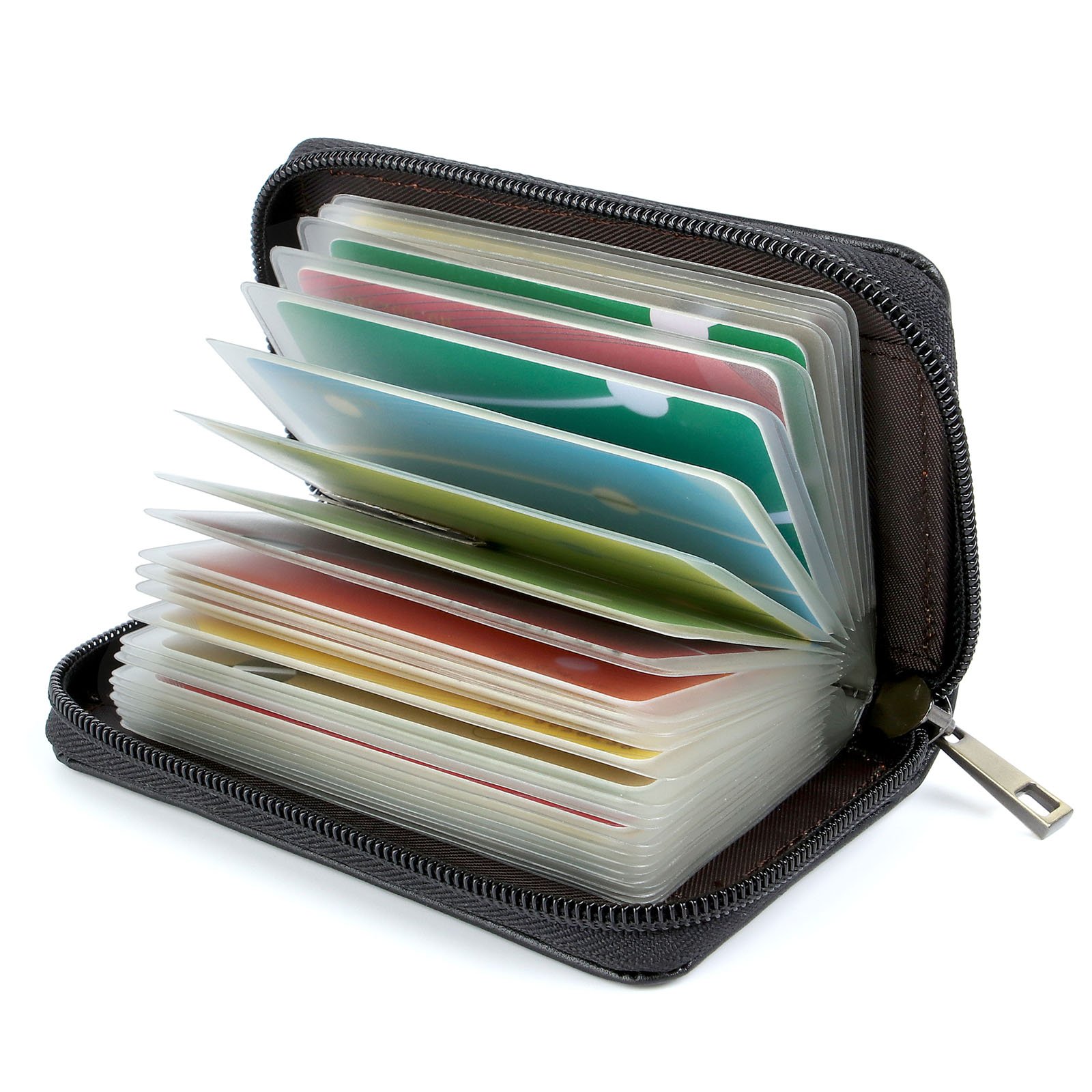 GERIINEER Credit Card Holder Wallets for Women Men Leather 26 Card Slots (Black Special Leather)