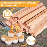 KINSPORY 24 Natural Firelighters 10 Min+ Burn, 1kg Kindling Wood, Wax Fire view 2