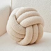 LUSJNGE Decorative Throw Knot Pillow Ball for Home Chair Sofa Couch Bed Aesthetic Round Decor Pillows Lambswool Knotted Pillow Cushion (Beige, 8inches)