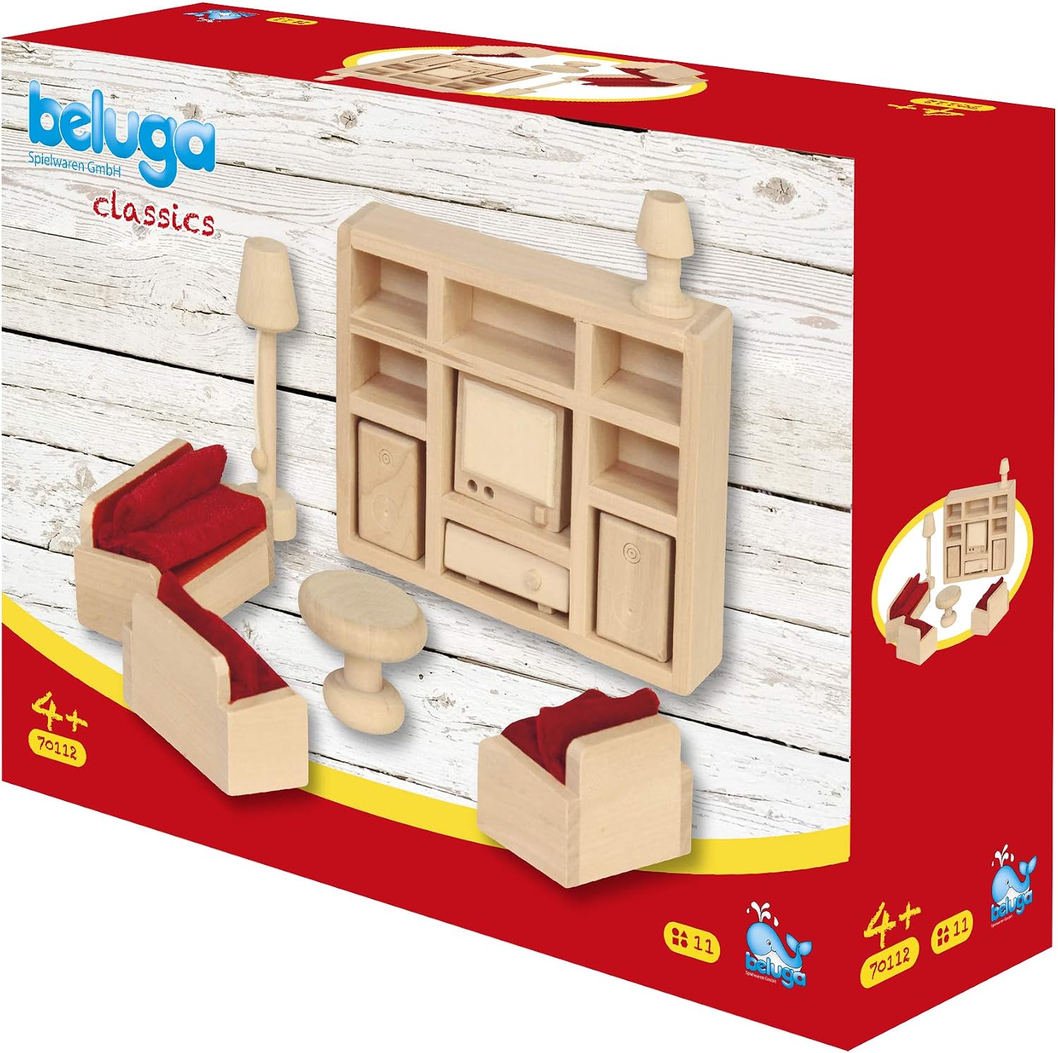 Beluga Dollhouse Living Room Furniture Set (11-Piece, Multi-Colour ...