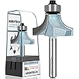 KEENTECH Round Over Router Bit, 1/4" Shank, Non-Stick Coating, Edge Forming Router Bit for Wood, Corner Rounding(1/4 Inch Shank , 1-1/4/ Inch Diameter , R3/8 Inch Radius)