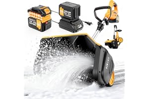 LEMOLIFYS 17-Inch Cordless Snow Shovel with Wheels, 9000mAh Brushless Electric Snow Blower Battery Powered, 26Ft Snow Thrower Distance&Adjustable Plate, Snow Removal for Driveway Deck Sidewalks