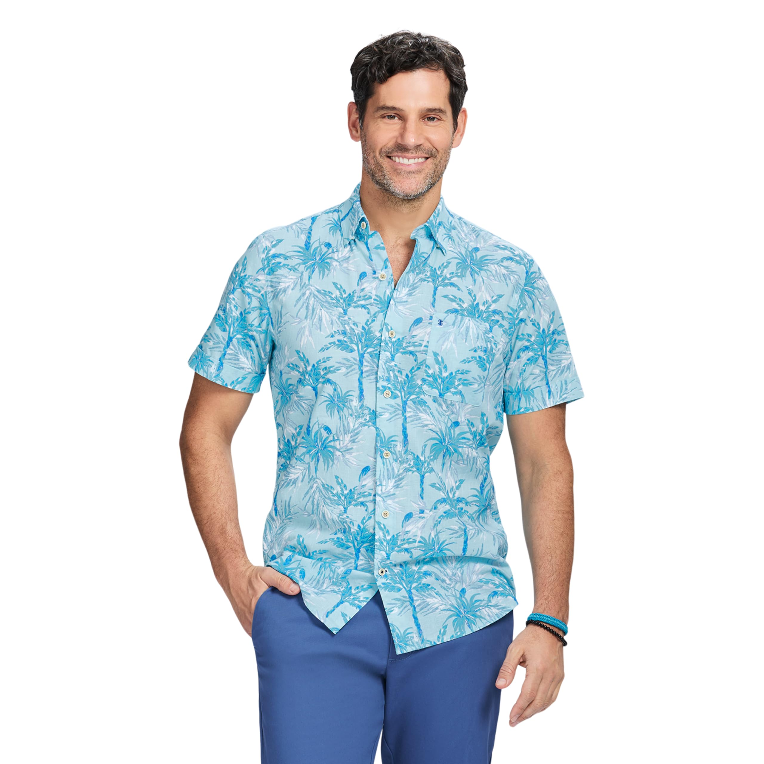 IZOD Men’s Saltwater Dockside Short Sleeve Button Down Shirt, Atomizer