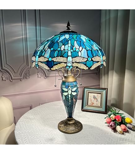 ARTZONE Tiffany Table Lamp with Nighlight [W16''xH24''], Tiffany