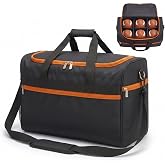 Football Ball Bag, 900D 6-Ball Storage Carrier with Removable Dividers | 900D PVC football gear bag fits 6 official size footballs; soft 2x3 dividers, pockets, padded strap, trunk-to-field.