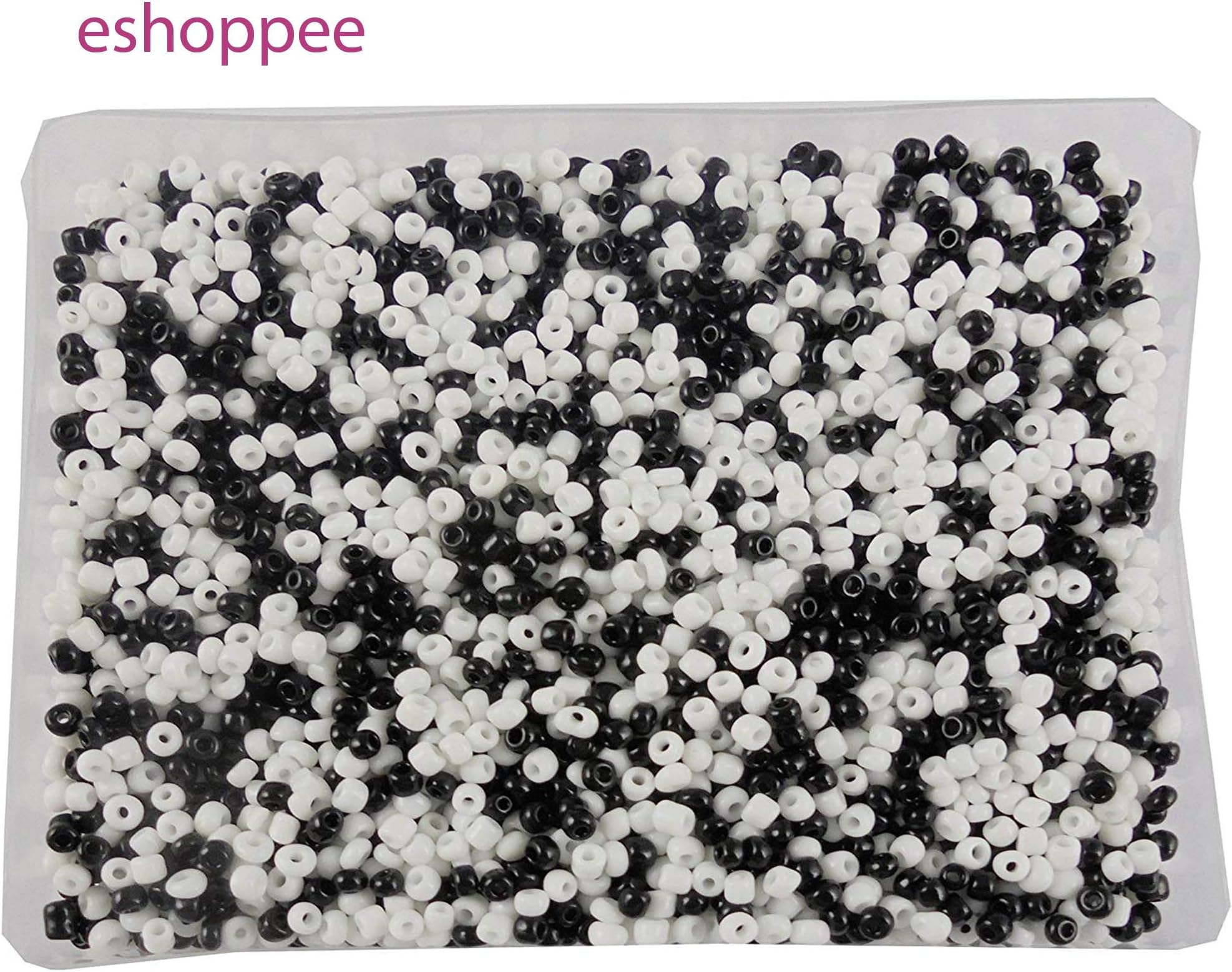 eshoppee 3mm 8/0 400 gm Double,Two Tone Colors Glass Seed Beads for Jewellery Making kit Art and Crafts Materials for Embroidery Necklace Bracelet Earring Making Materials DIY kit (Black/White)