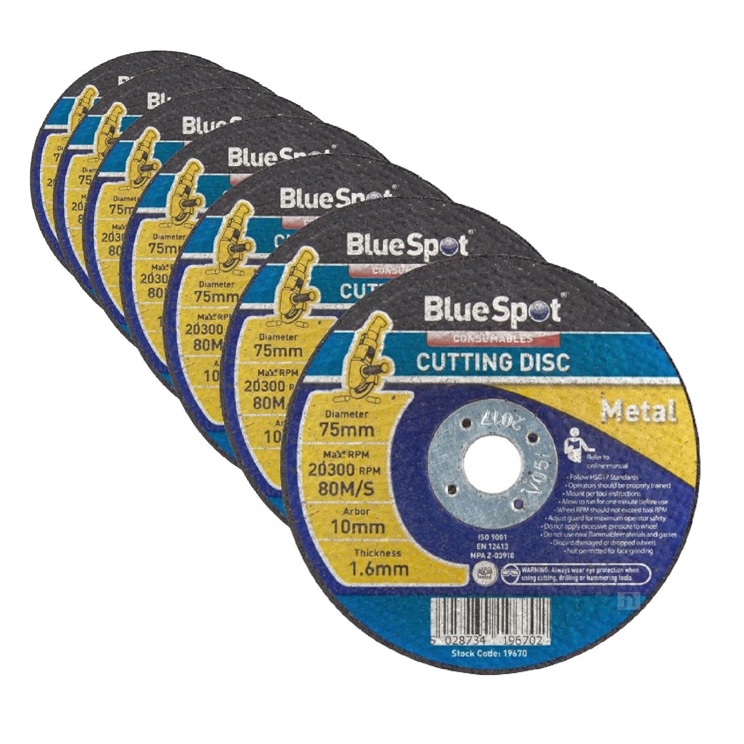 10 x Metal Air Cut Off Cutting Discs 75mm x 1.6mm x 10mm Thin 3