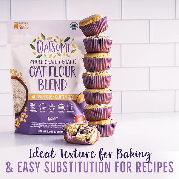 OATSOME ORGANIC OAT FLOUR BLEND, WHOLE GRAIN, GLUTEN-FREE, ALL PURPOSE FLOUR FOR BAKING, VEGAN, 2 LB, 32 OZ