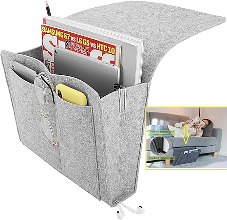 Amazon ベッドサイド収納ポケットリモコンポケット ソファ ベッドサイド ポケットリモコン 小物入れ ハンギング 収納 掛け袋 グレーホワイト リモコンラック オンライン通販