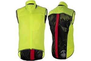 FWG Men’s Hi-Vis Cycling Vest, Lightweight 100g, Windproof, Reflective, Packable Bike Gilet