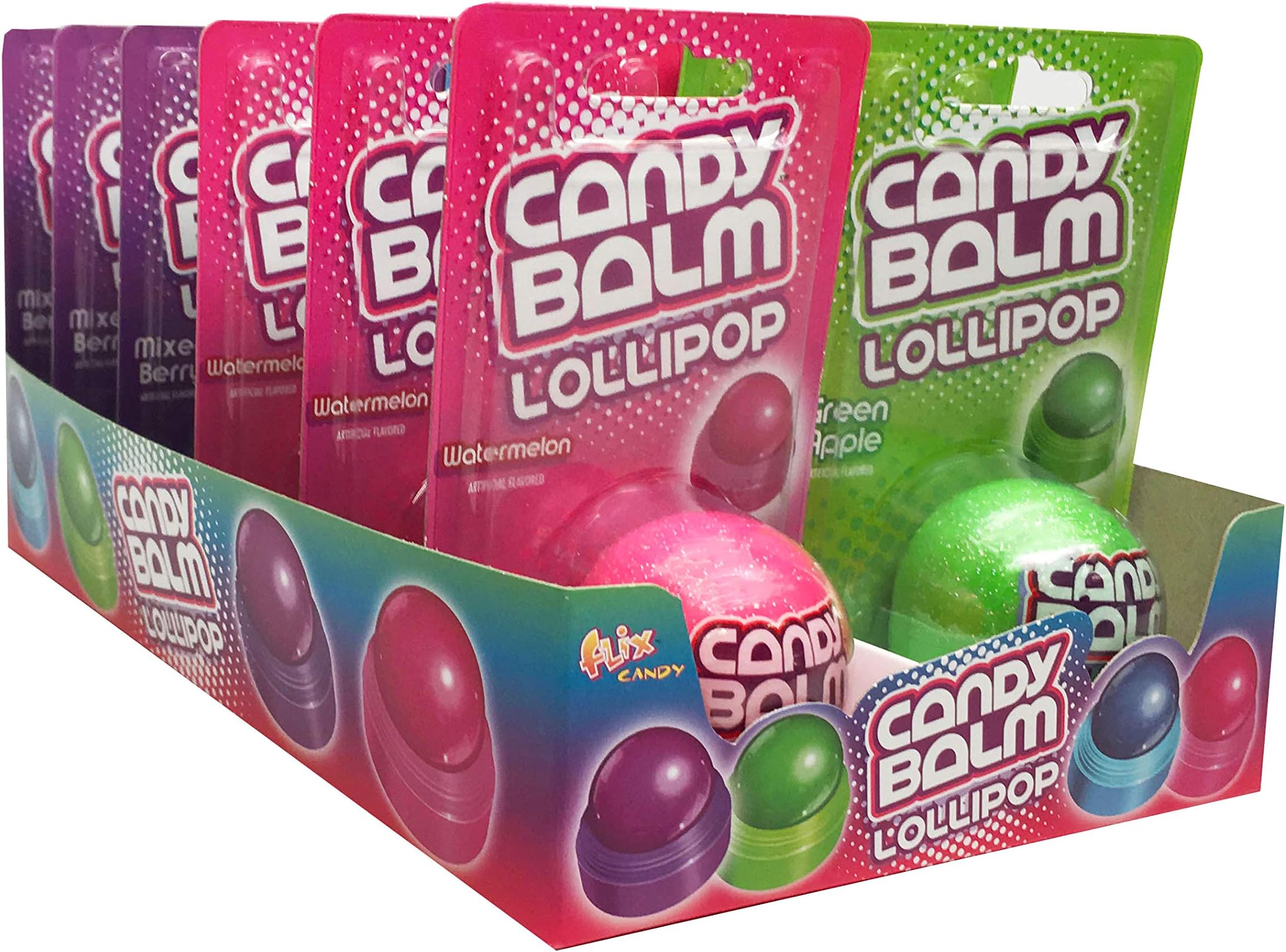 Candy Balm Lollipops, Blister Card Pack, 0.42 oz (Pack of 12)