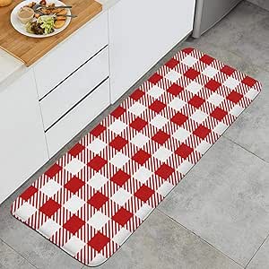 Amazon.com: Hkdsmkzcv Fashion Kitchen mat Red and White Checkered Rug