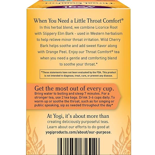 YOGI TEA ORGANIC THROAT COMFORT TEA, 16 CT