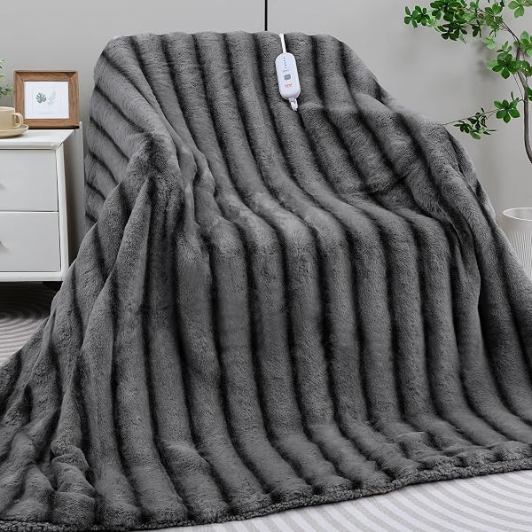 TIMICALDA HEATED BLANKET ELECTRIC THROW- 50″X60″ SOFT THICK...