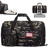 Tactical Duffle Bag For Travel Expandable 52L Large Duffle Bag For Men Gym Duffel With Wet Pocket Multi-Functional Carry On Bags Weekender Overnight Bag Organizer Duffel Bag For Travel