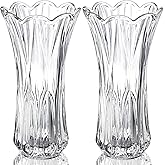 Pumtus 2 Pack Glass Flower Vases, 9.5 Inch Thickened Clear Phoenix Tail Vase, Decorative Modern Plant Vase for Centerpieces, Home Decor, Wedding, Party, Office