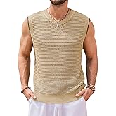Runcati Mens Knitted Tank Tops Sleeveless Crochet See Through T-Shirts Muscle Summer Beach Hippie Shirts