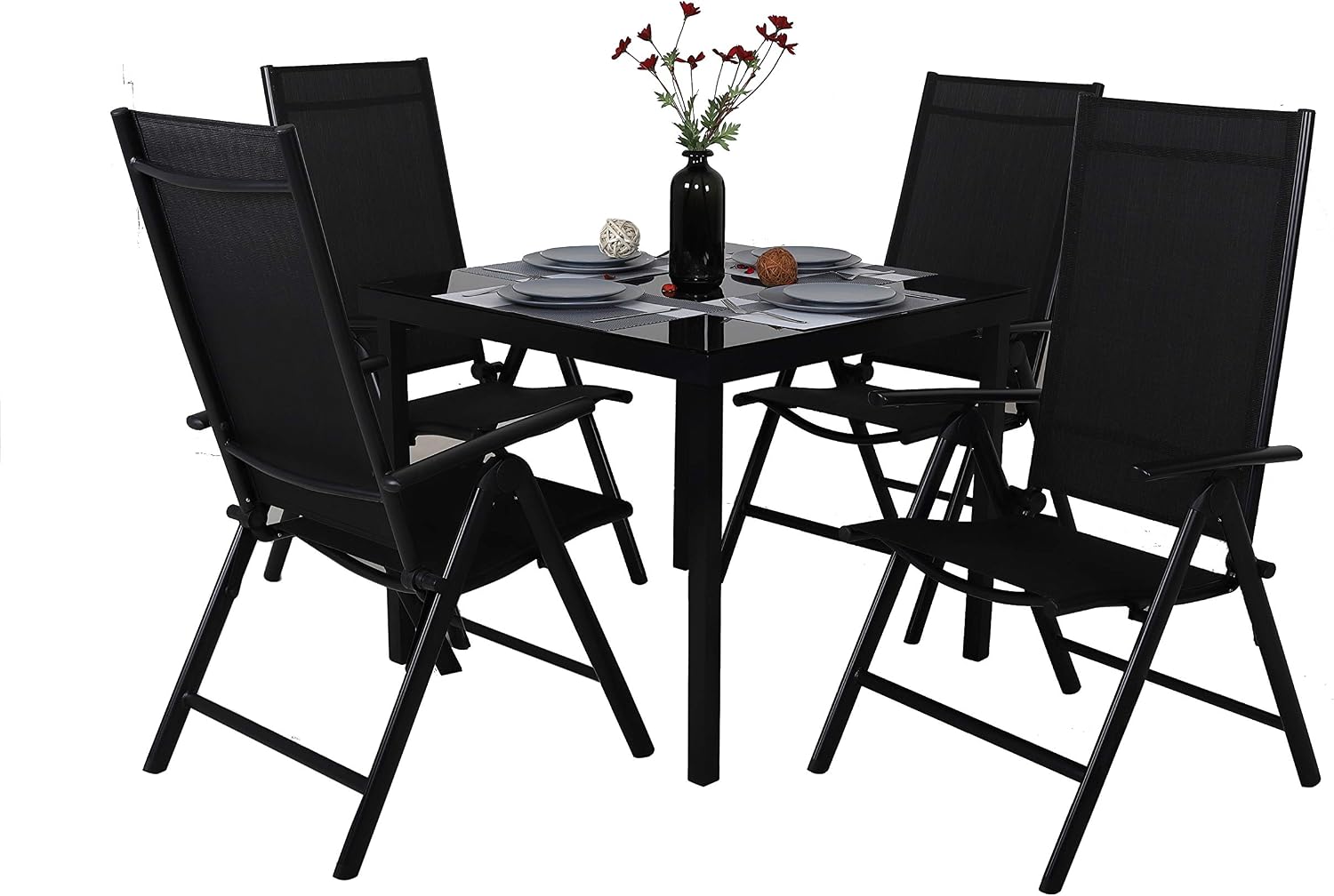 Mesa de jardín de aluminio y cristal