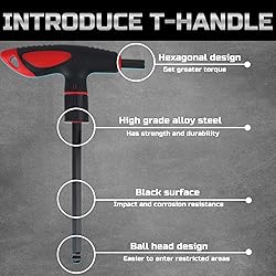 Lichamp 8 Pieces Metric T Handle Allen Wrench