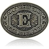 Fibbadet Belt Buckles Men Initial Letters A-Z Western Rodeo Cowboy Cowgirl Belt Buckle for Men Boys Halloween Birthday Party