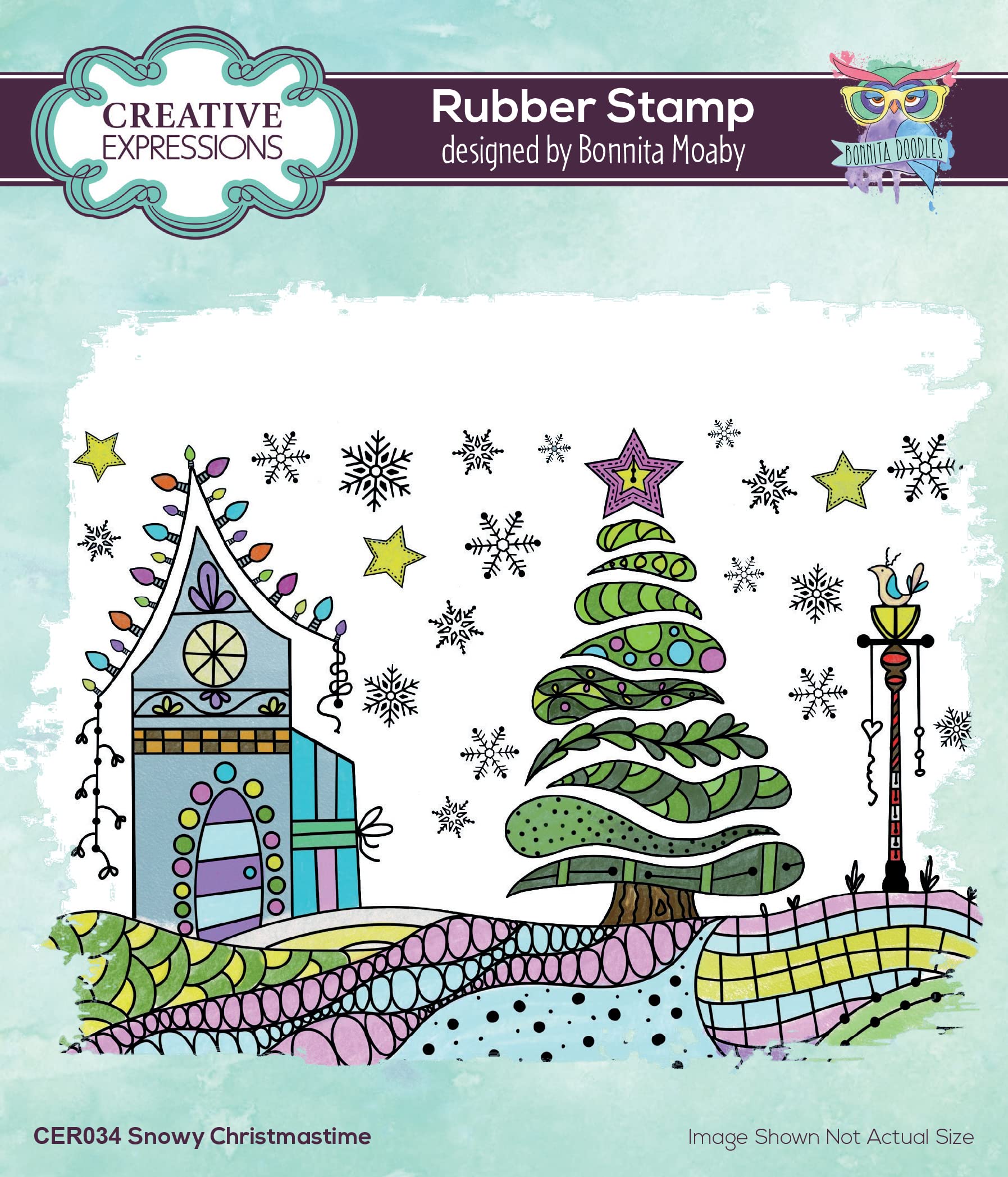 Creative Expressions Bonnita Moaby-Snowy Christmastime-Cling Stamp, Grey Rubber, 15 x 10.5 cm approx